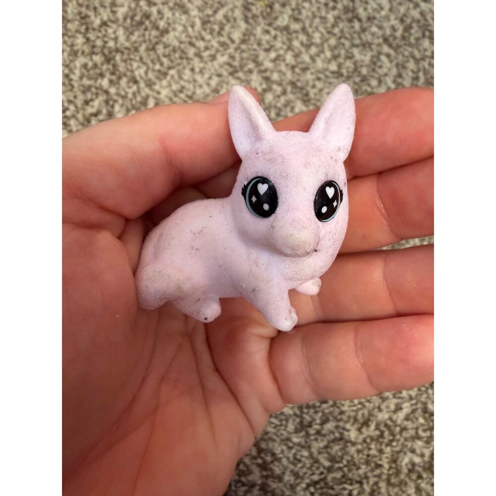 Miniature Flocked Animal Figure with Heart Eyes